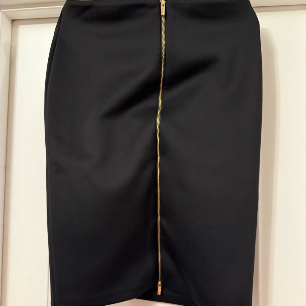 Calvin Klein Black Pencil Skirt with Gold Zipper